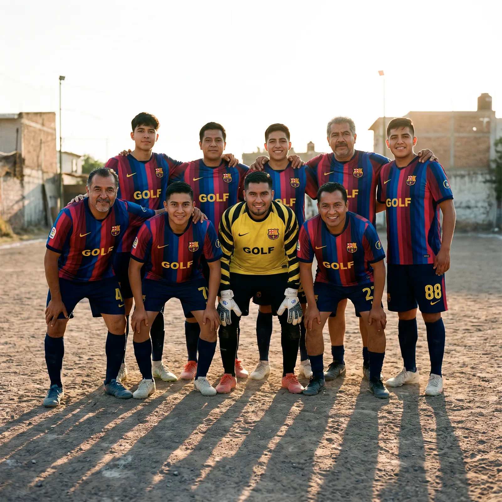 Equipo amateur con uniformes iguales